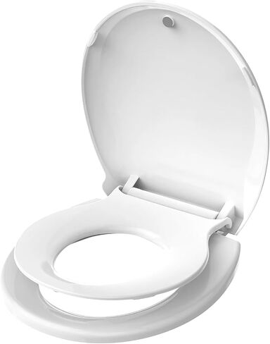 Toilet Seat Round Soft Close16.5'', Toilet Lid Slow Close Quiet No Slam, Easy Installation & Release，Safe PP Material Easy Clean, Comfortable Ergonomic Design, 2 Years Support, White Plastic in Saudi Arabia