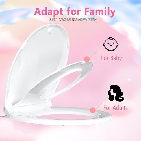 Toilet Seat Round Soft Close16.5'', Toilet Lid Slow Close Quiet No Slam, Easy Installation & Release，Safe PP Material Easy Clean, Comfortable Ergonomic Design, 2 Years Support, White Plastic in Saudi Arabia