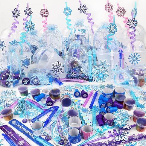 Frozen Party Favors, Snowflake Princess Theme Birthday Supplies Set 170PCS - With Various Party Toys Goodie Bag Stuffers, Piñata Filling Perfect for Winter Party Decorations for Girls in Kuwait