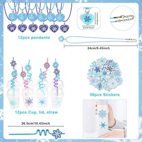 Frozen Party Favors, Snowflake Princess Theme Birthday Supplies Set 170PCS - With Various Party Toys Goodie Bag Stuffers, Piñata Filling Perfect for Winter Party Decorations for Girls in Kuwait