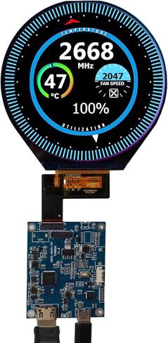 2.8 inch 480X480 IPS MIPI 330nit Circle LCD Screen and Mini HDMI 40 pins Controller Board in Kuwait