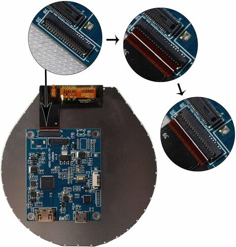 2.8 inch 480X480 IPS MIPI 330nit Circle LCD Screen and Mini HDMI 40 pins Controller Board in Kuwait