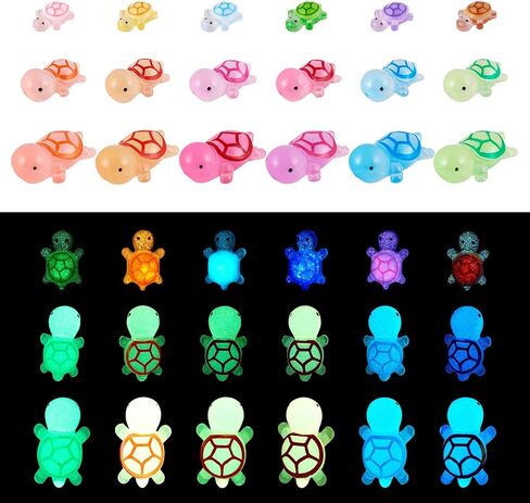 96 Pcs Luminous Resin Turtles Mini Sea Turtles Figurines Glow in The Dark Tortoise Charms for Cake Toppers Ocean Animal Theme Garden Micro Landscape DIY Hidden Game in Saudi Arabia