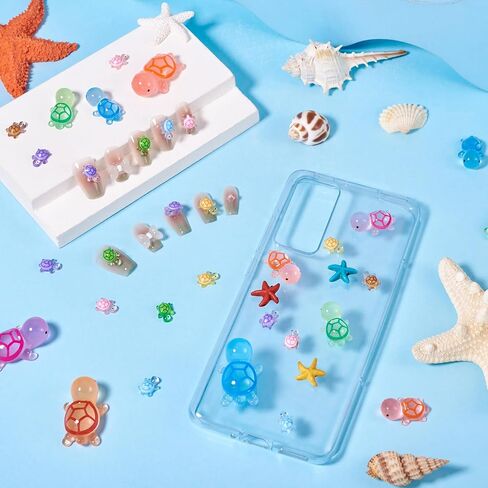 96 Pcs Luminous Resin Turtles Mini Sea Turtles Figurines Glow in The Dark Tortoise Charms for Cake Toppers Ocean Animal Theme Garden Micro Landscape DIY Hidden Game in Saudi Arabia