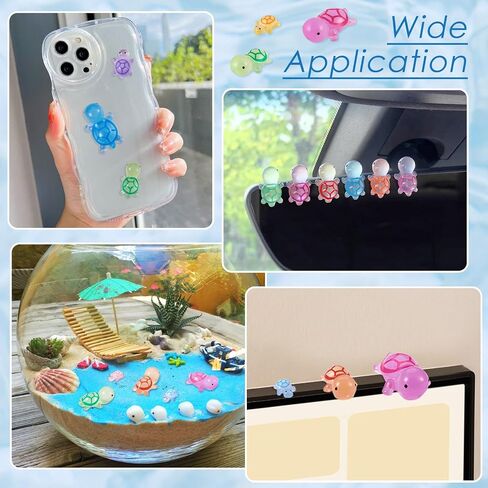 96 Pcs Luminous Resin Turtles Mini Sea Turtles Figurines Glow in The Dark Tortoise Charms for Cake Toppers Ocean Animal Theme Garden Micro Landscape DIY Hidden Game in Saudi Arabia