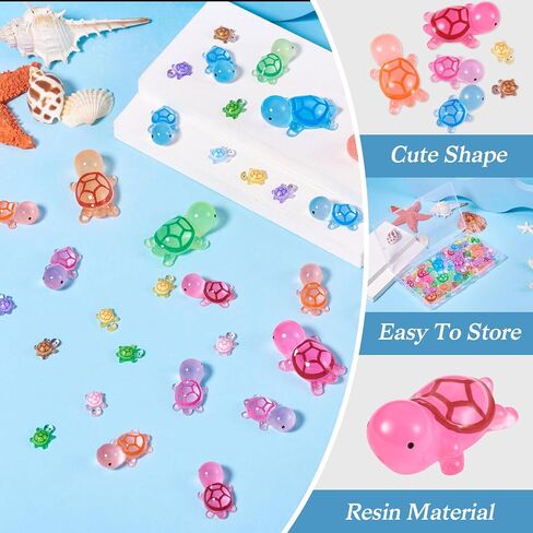 96 Pcs Luminous Resin Turtles Mini Sea Turtles Figurines Glow in The Dark Tortoise Charms for Cake Toppers Ocean Animal Theme Garden Micro Landscape DIY Hidden Game in Saudi Arabia