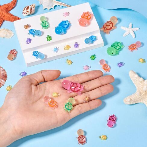 96 Pcs Luminous Resin Turtles Mini Sea Turtles Figurines Glow in The Dark Tortoise Charms for Cake Toppers Ocean Animal Theme Garden Micro Landscape DIY Hidden Game in Saudi Arabia