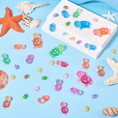 96 Pcs Luminous Resin Turtles Mini Sea Turtles Figurines Glow in The Dark Tortoise Charms for Cake Toppers Ocean Animal Theme Garden Micro Landscape DIY Hidden Game in Saudi Arabia