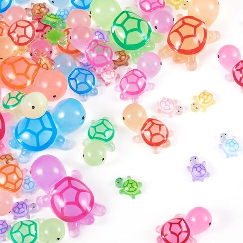 96 Pcs Luminous Resin Turtles Mini Sea Turtles Figurines Glow in The Dark Tortoise Charms for Cake Toppers Ocean Animal Theme Garden Micro Landscape DIY Hidden Game in Saudi Arabia