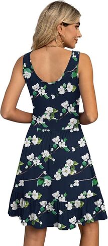 LILBETTER Women's Summer Casual U Neck Sundresses Pleated Knee Length Sleeveless Tank Dress in Saudi Arabia