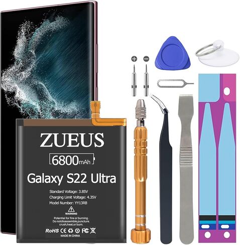 Galaxy S22 Battery ZURUN 4800mAh Li-Polymer Battery EB-BS901ABY Replacement for Galaxy S22 Ultra 5G SM-S901 SM-S901U with Screwdriver Tool Kit | S22 Battery Replacement Kit in Kuwait