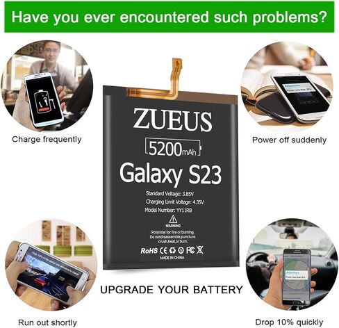 Galaxy S22 Battery ZURUN 4800mAh Li-Polymer Battery EB-BS901ABY Replacement for Galaxy S22 Ultra 5G SM-S901 SM-S901U with Screwdriver Tool Kit | S22 Battery Replacement Kit in Kuwait