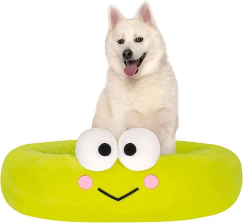Hello Kitty and Friends Keroppi Bolster Pet Bed - Pet Bolster Bed with Printed Design and Machine Washable Removable Insert – Size Small in Saudi Arabia