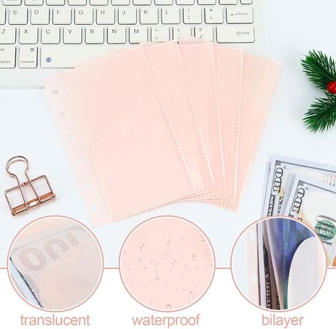 A7 Binder Cash Envelopes, A7 Insert with 2 Pockets for Budgeting Money,Binder Pockets Index Envelopes for 6 Ring Budgeting Binder Inserts Supplies Accessories (A7Clear-2 Set) in Saudi Arabia
