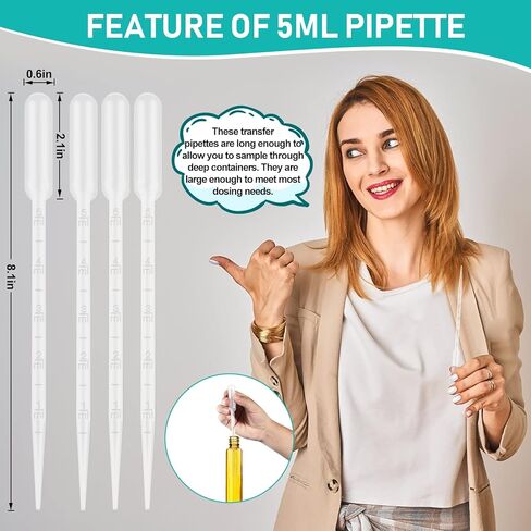 moveland 200PCS 3ml Disposable Plastic Transfer Pipettes, Calibrated Dropper Suitable for Science Laboratory, DIY Art in Kuwait
