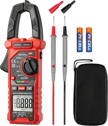 AstroAI Digital Clamp Meter Multimeter 4000 Counts Auto-ranging Amp Tester Measuring AC/DC Voltage & Current, Resistance, Capacitance, Frequency, Continuity, Live Wire Test, NCV Detection in Kuwait