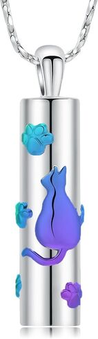 Urn Necklace for Ashes Pet Paw Print Cylinder Bar Necklace for Ashes for Women Pendant Keepsake for Ashes Memory Cremation Jewelry for Pet Cat's/Dog's Ashes in Saudi Arabia