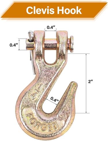 1/4 بوصة G80 Clevis Grab Hook، 10 عبوات من الدرجة 80 1/4 بوصة خطافات سحب شديدة التحمل، G80 سلاسل ربط خطاف سلسلة شاحنة مقطورة للنقل، حد حمل العمل 3300 رطل in Kuwait