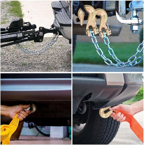 1/4 بوصة G80 Clevis Grab Hook، 10 عبوات من الدرجة 80 1/4 بوصة خطافات سحب شديدة التحمل، G80 سلاسل ربط خطاف سلسلة شاحنة مقطورة للنقل، حد حمل العمل 3300 رطل in Kuwait