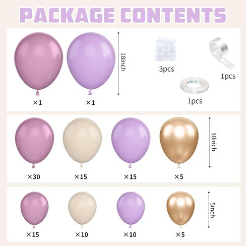 Dusty Purple Balloon Arch Kit,Boho Balloon Garland with Purple Metallic Champagne Gold White Sand Balloons for Girl Baby Shower Engagement Bridal Birthday Wedding Party Decoration in Saudi Arabia