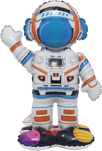 Inflatable Spaceman Astronaut Balloons Base Standing Foil Balloon Boys Space Theme Birthday Party Kids Inflatable Rocket Toys Decor (Base Astronaut) in Kuwait
