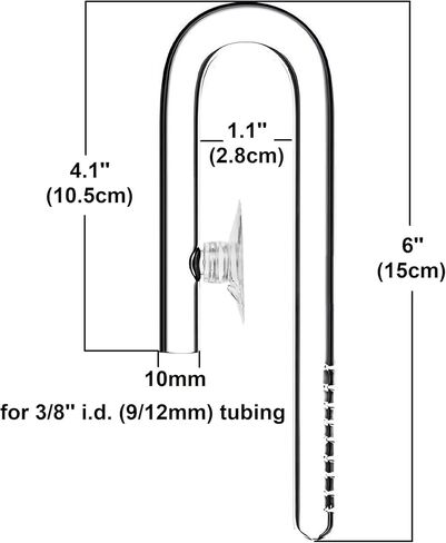 Mini Skimmer Lily Pipe Outflow and Inflow Kit for Nano Planted Tanks (10mm for 3/8'' i.d. (9/12mm) tubing) in Saudi Arabia