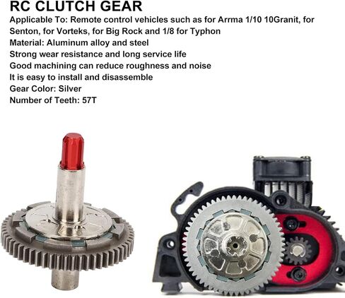 57T RC Clutch Spur For Arrma ، Aluminium Alboy Steel RC Slipper Clutch ، RC Car Clipper Clutch Presentive for Arrma for Senton for Vorteks for Big Rock for (Red) in Kuwait
