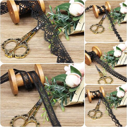 2 Yards Black Lace Trim Embroidery Lace, Flower Ribbon,with 11 Patterns(2 Yards Each), for Sewing Costumes, Gift Wrap, Wedding Decoration, DIY Art Crafts（Black） in Kuwait