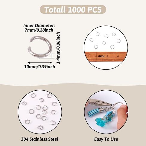 1000 pcs 10 مم حلقة قفزة مفتوحة لحلقات القفز للمجوهرات لتصنيع المجوهرات لصنع حلقة القفز من الفولاذ المقاوم للصدأ لسلسلة تصنيع صنع سوار طبقة ميزة صنع المجوهرات in Kuwait