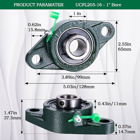 Pillow Block Bearing 1 inch Shaft Bore, Solid Cast Iron Base, Swamp Cooler Parts, Self-Aligning, UCP205-12, Pack of 2 in Saudi Arabia