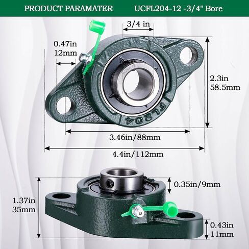 Pillow Block Bearing 1 inch Shaft Bore, Solid Cast Iron Base, Swamp Cooler Parts, Self-Aligning, UCP205-12, Pack of 2 in Saudi Arabia