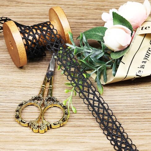 2 Yards Black Lace Trim Embroidery Lace, Flower Ribbon,with 11 Patterns(2 Yards Each), for Sewing Costumes, Gift Wrap, Wedding Decoration, DIY Art Crafts（Black） in Kuwait