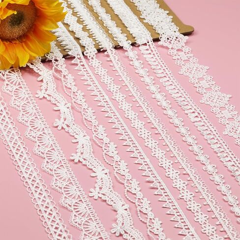 2 Yards Black Lace Trim Embroidery Lace, Flower Ribbon,with 11 Patterns(2 Yards Each), for Sewing Costumes, Gift Wrap, Wedding Decoration, DIY Art Crafts（Black） in Kuwait