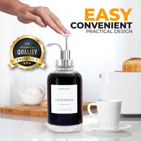 Syrup Dispenser for Coffee Bars, Set of 2 Glass Syrup Bottles with Black Pumps, 16.9 oz 500 ml, Coffee Bar Accessories, Includes Sugar Free Coffee Syrup Labels in Black in Saudi Arabia