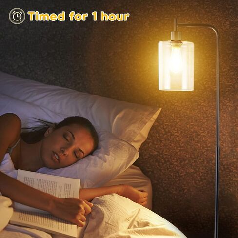 Litake Industrial Floor Lamp- Gold, Dimmable Modern Standing Lamp with Clear Glass Shade, Gold Tall Lamp with Remote & Foot Control, LED Bright Corner Lamp with 6W Bulb for Living Room Bedroom Office in Saudi Arabia