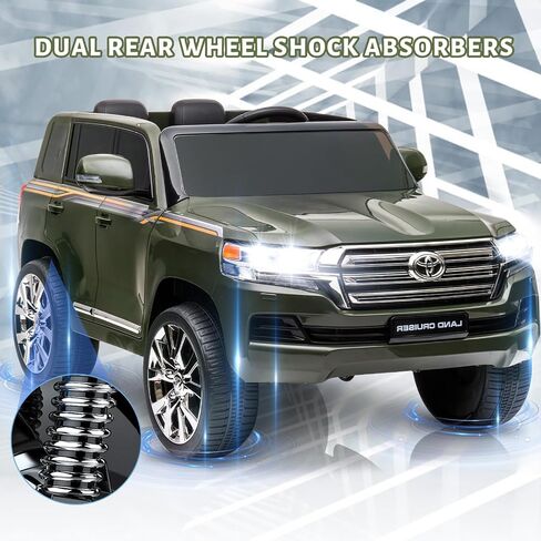 2 Seater Kids Ride On Car Truck, 12V Off-Road Electric Vehicle with Remote Control, Music, Led Lights, Spring Suspension, 3 Speeds, Horn, Battery Powered Electric Riding Toys for Boys Girls, Green in Saudi Arabia