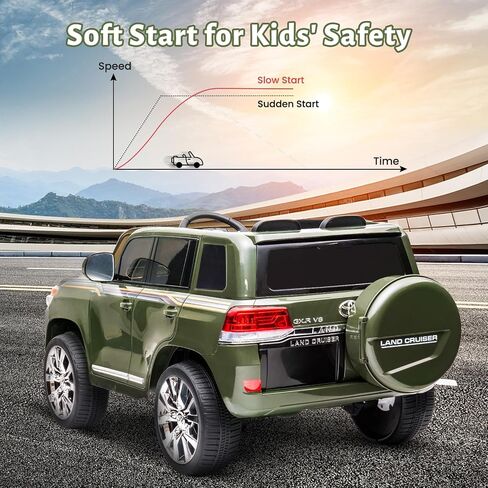 2 Seater Kids Ride On Car Truck, 12V Off-Road Electric Vehicle with Remote Control, Music, Led Lights, Spring Suspension, 3 Speeds, Horn, Battery Powered Electric Riding Toys for Boys Girls, Green in Saudi Arabia