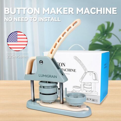 Button Maker Machine, 58mm (2.25inch), Pin Maker Machine，DIY Pin Badge Button Maker Press Machine with Free 120pcs Supplies ，Circle Cutter ，Magic Book(Gray in Saudi Arabia