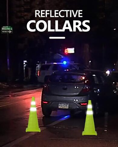 BATTIFE [4 Pack] 28 Inch Collapsible Traffic Safety Orange Cones, Multi Purpose Pop-up Cones and Reflective Collar, for Road Parking, Driving Practice in Kuwait