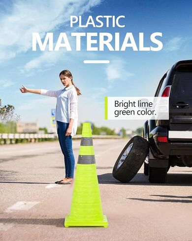 BATTIFE [4 Pack] 28 Inch Collapsible Traffic Safety Orange Cones, Multi Purpose Pop-up Cones and Reflective Collar, for Road Parking, Driving Practice in Kuwait