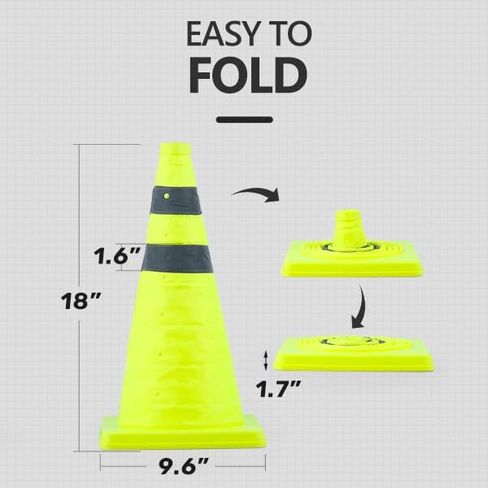 BATTIFE [4 Pack] 28 Inch Collapsible Traffic Safety Orange Cones, Multi Purpose Pop-up Cones and Reflective Collar, for Road Parking, Driving Practice in Kuwait