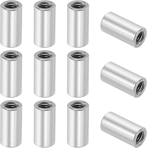 MECCANIXITY Round Coupling Nuts, M12x1.75mm Female Thread 45mm(1.77") 304 Stainless Steel Rod Hardware Coupling Nuts, Pack of 32 in Saudi Arabia