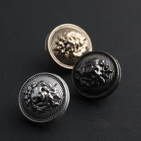 Antique Metal Buttons Round Shape 5Pcs Snaps Mini DIY Craft Accessories (23mm, Gold-2) in Kuwait
