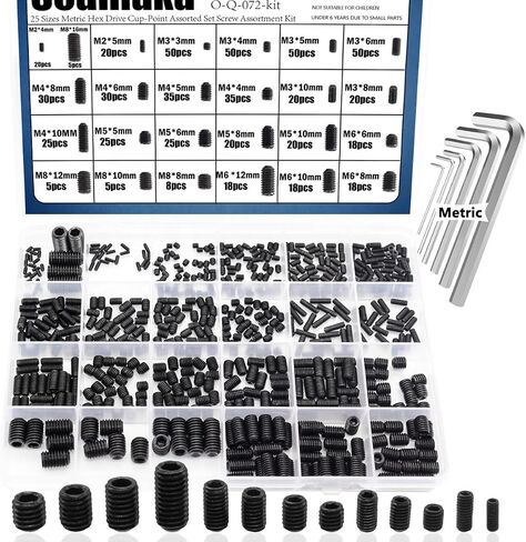 400Pcs 1/8-40 to 5/16-18 Internal Hex Allen Head Socket Set Screw (Black),12 Size 12.9 Class Alloy Steel Grub Screw Assortment Kit with 5 Hex Wrenches for for Door Handles, Light Fixture in Saudi Arabia