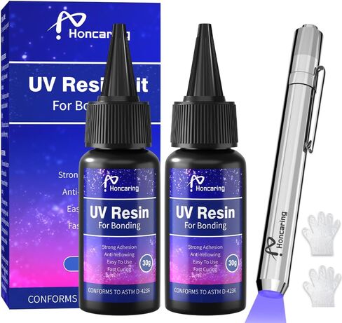 UV Resin Kit with Light, Fast Drying UV Resin, Bonding & Repairing in Seconds, 30g/1oz Clear UV Glue with UV Penlight for Resin, Plastic, Glass, Acrylic in Saudi Arabia