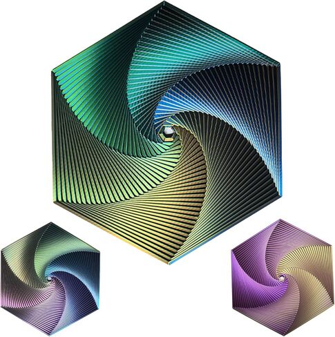 Hexagon Fractal Fidget ، لعبة غزل المكتب الحركي ، 35 دائرة 、 5.9x6.69in ، تستخدم في اضطراب ADHD للقلق ، ألعاب الإصبع البصري للمكتب البالغ ، 1 جهاز كمبيوتر (أصفر زرقاء خضراء) in Kuwait