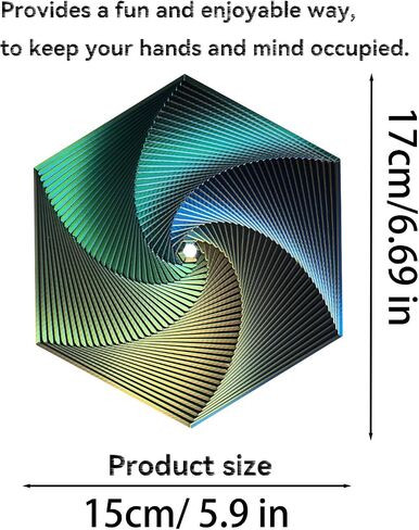 Hexagon Fractal Fidget ، لعبة غزل المكتب الحركي ، 35 دائرة 、 5.9x6.69in ، تستخدم في اضطراب ADHD للقلق ، ألعاب الإصبع البصري للمكتب البالغ ، 1 جهاز كمبيوتر (أصفر زرقاء خضراء) in Kuwait