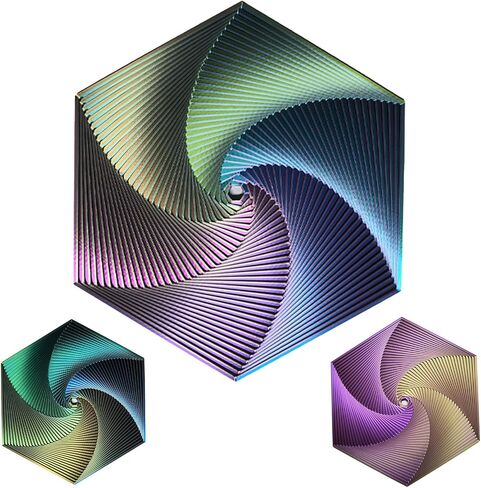 Fractal Fidget Hexagon, Kinetic Desk Spinning Toy, 35 Circles、5.9x6.69in, Used for Anxiety Disorder ADHD, Adult Office Visual Illusion fingertip Toys, 1 pc (Yellow-Blue-Green) in Saudi Arabia