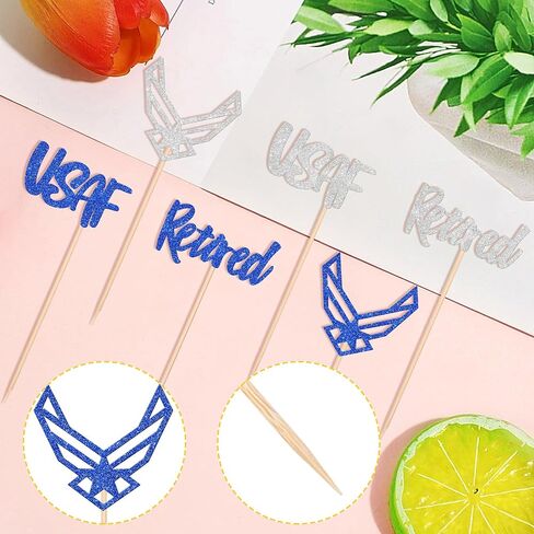 12 PCS موضوع العصي العسكرية المركزية العصي USAF المتقاعد المتقاعد زهرة مركزية العصي القوات الجوية الزخارف الزهرية للجيش تحت عنوان تهنئة التقاعد حفلة عيد ميلاد مركزية العصي الإمدادات الإمدادات in Kuwait