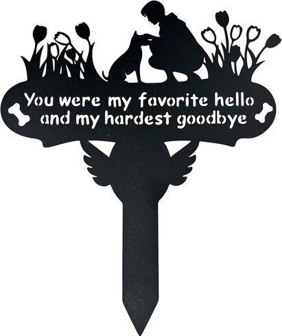 Dog Grave Marker, 12"X 14" Metal Baked Enamel Memorial Dog Stake for Cemetery Decorations, Waterproof Pets Headstone Plaque for Outdoors, Lost Sympathy Tombstone Memorial Garden Sign Gift (Love) in Saudi Arabia